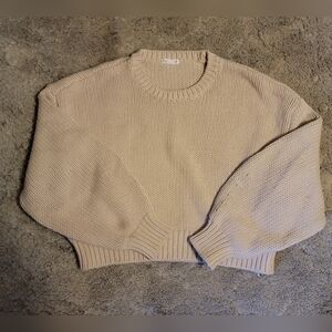 Good American Beige Crew Neck Sweater
